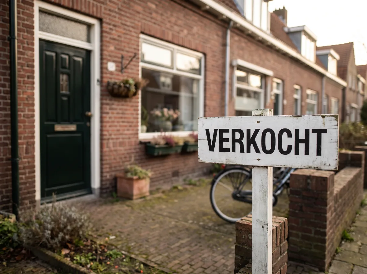 Verkocht-bord voor een Nederlandse woning