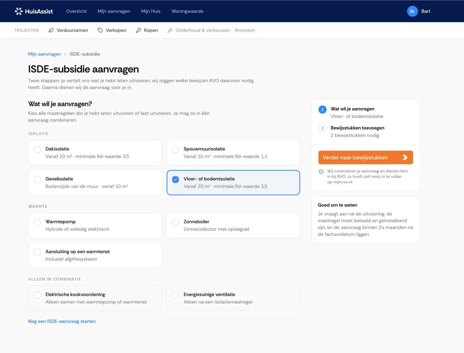De ISDE-aanvraag in Mijn HuisAssist: kies je maatregelen, wij dienen in bij RVO